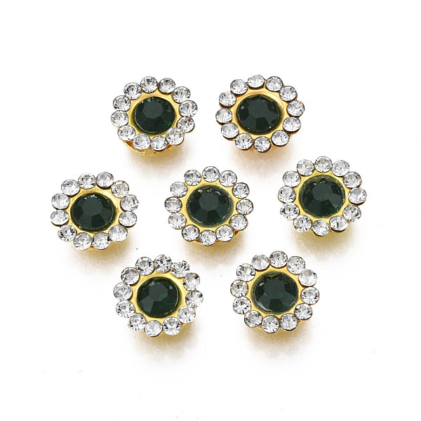 

PandaHall Sew on Rhinestone, Transparent Glass Rhinestone, with Iron Prong Settings, Faceted, Flower, Emerald, 9x4mm, Hole: 1.2mm Glass..., Green