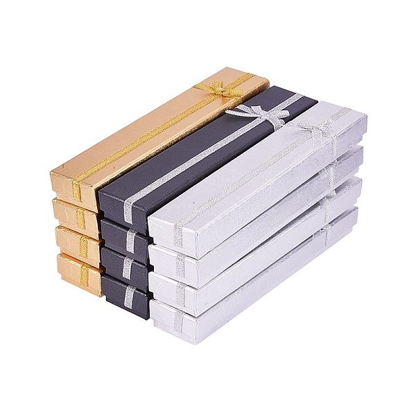 

PandaHall BENECREAT Rectangle Cardboard Bracelet Boxes, with Sponge Inside and Satin Ribbon Bowknots, Mixed Color, 20x4.1x2.4cm Paper..., Multicolor