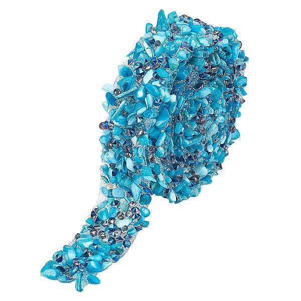 PandaHall 1m Crystal Rhinestone Trim Hotfix Ribbon, Artificial Gem Stone Beaded Iron on Patch Applique Chain Embellishment Sparkling...