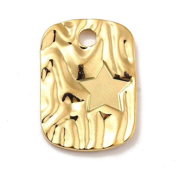 

PandaHall Ion Plating(IP) 304 Stainless Steel Pendant Cabochon Settings, Textured Rectangle with Star, Real 18K Gold Plated, Tray: 6mm...