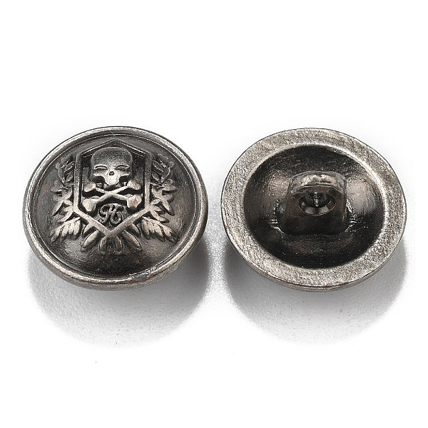 

PandaHall 1-Hole Zinc Alloy Shank Buttons, Flat Round with Skull, Gunmetal, 15x9.5mm, Hole: 2mm Alloy Flat Round