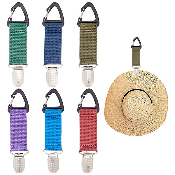 

PandaHall GOMAKERER 6Pcs 6 Colors Nylon Strap Band Hat Clips, with Alloy Clips, for Travel Bag Backpack, Mixed Color, 12.8x2.7x1cm..., Multicolor