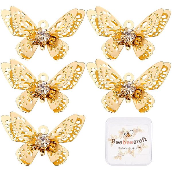 10Pcs Brass Micro Pave Clear Cubic Zirconia Pendants
