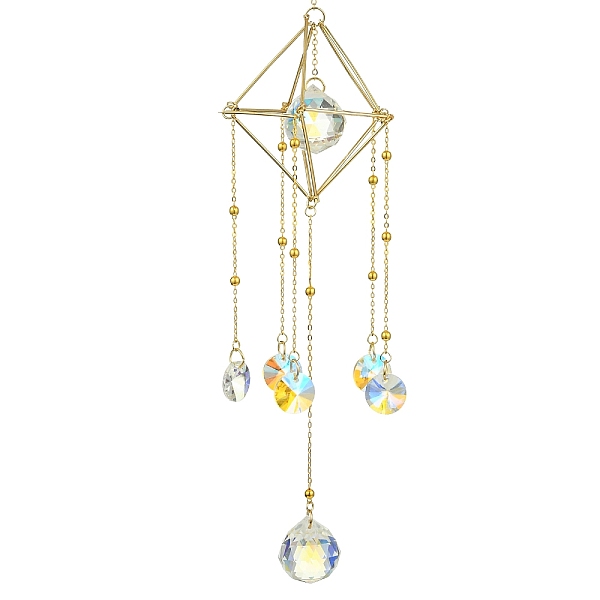 

PandaHall Glass Round Ball with Brass Chains Hanging Pendant Decorations, with 304 Stainless Steel Findings, Suncatchers for Party Window...