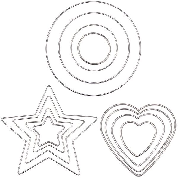 

PandaHall 12 pcs Metal Rings Hoops, Star/Heart/Round Macrame Rings Craft Rings Floral Hoop for Wreaths Macrame Projects Dream Catcher...