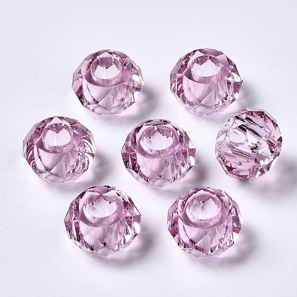 

PandaHall Transparent Resin Beads, Large Hole Beads, Faceted, Rondelle, Plum, 14x8mm, Hole: 5.5mm Resin Rondelle Purple