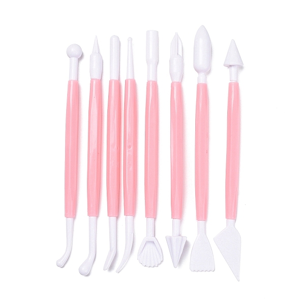 8pcs ensemble d'outils de sculpture en pâte à modeler à double tête en plastique