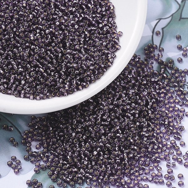 

PandaHall MIYUKI Round Rocailles Beads, Japanese Seed Beads, 11/0, (RR24) Silverlined Amethyst, 2x1.3mm, Hole: 0.8mm, about 1111pcs/10g..., Purple