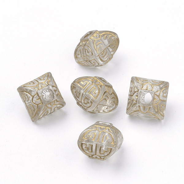 

PandaHall Plating Transparent Acrylic Beads, Metal Enlaced, Lantern, Golden Plated, 12~12.5x12~12.5x11mm, Hole: 3.5mm Acrylic Lantern Clear