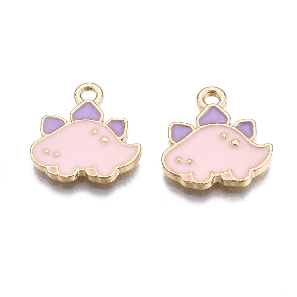 

PandaHall Alloy Pendants, with Enamel, Cadmium Free & Lead Free, Light Gold, Dinosaur, Pink, 15x15x1.5mm, Hole: 1.8mm Alloy+Enamel Dinosaur...