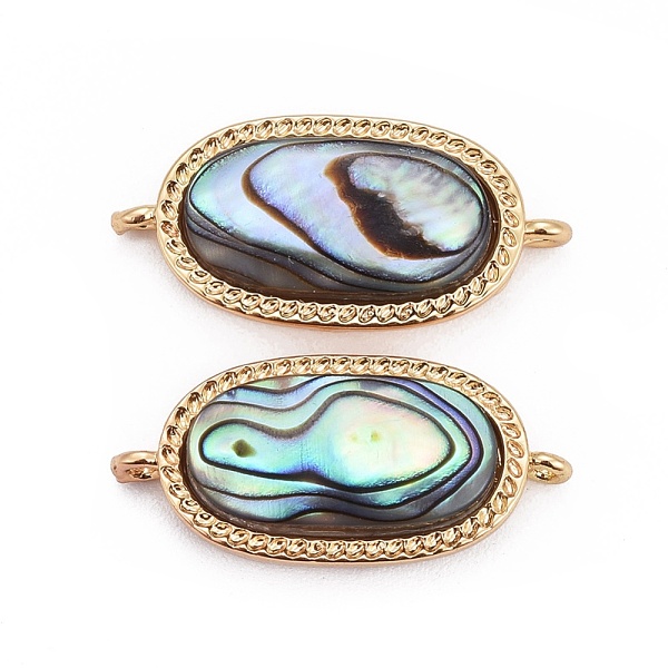 

PandaHall Natural Abalone Shell/Paua Shell Links connectors, with Brass Findings, Oval, Golden, 21x10x4mm, Hole: 0.7mm Brass+Shell Oval