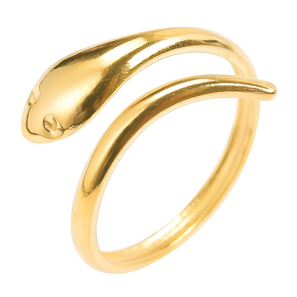 

PandaHall Vintage Stainless Steel Snake Couple Ring, Open Cuff Rings for Men and Women, Golden Other Snake