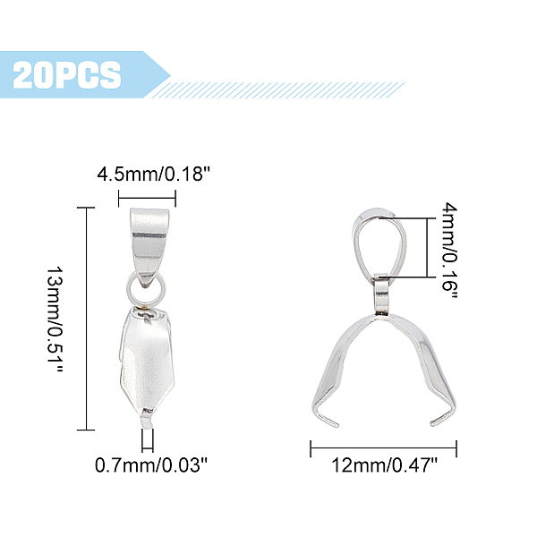 

PandaHall UNICRAFTALE 20pcs Pendant Pinch Bails Stainless Steel Pendant Pinch Bails Ice Pick Pinch Bails Pendant Connector Pinch Metal Clip...