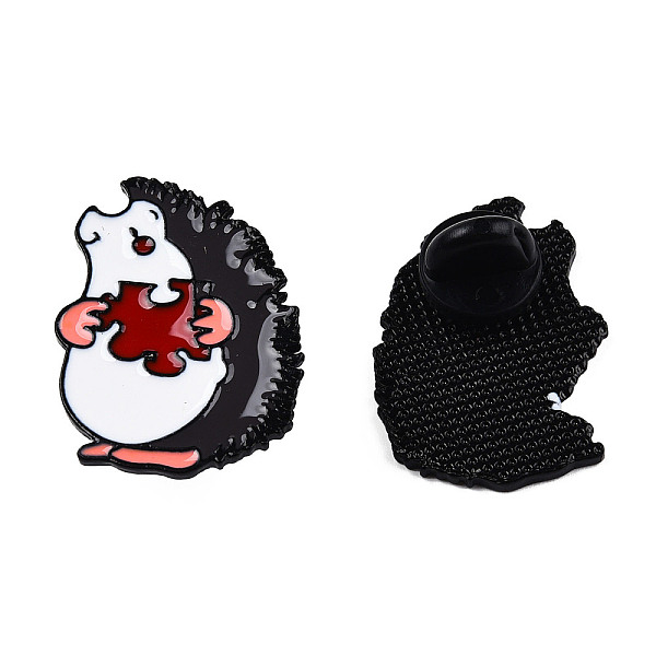 

PandaHall Hedgehog with Puzzle Enamel Pin, Electrophoresis Black Plated Alloy Animal Badge for Backpack Clothes, Nickel Free & Lead Free...