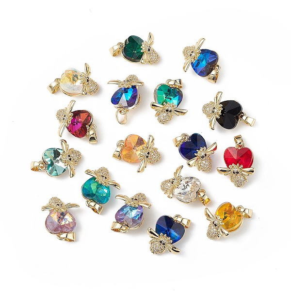 

PandaHall Real 18K Gold Plated Rack Plating Brass Micro Pave Clear Cubic Zirconia Pendants, with Glass, Long-Lasting Plated, Cadmium Free &..., Multicolor