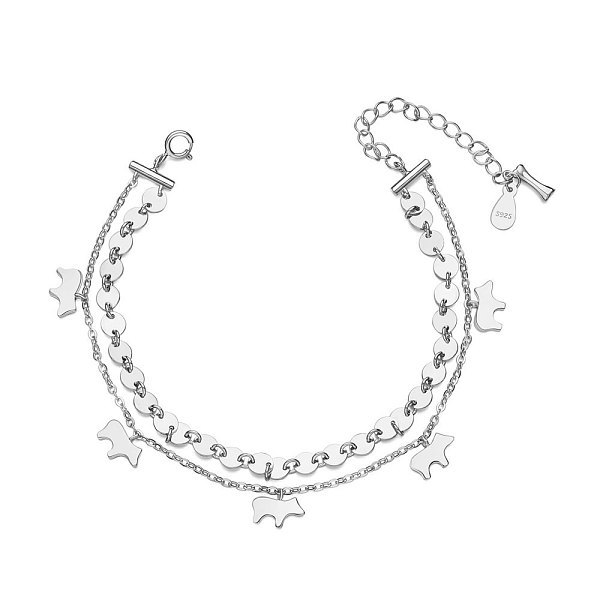 

PandaHall SHEGRACE Rhodium Plated 925 Sterling Silver Bracalets, Multi-strand Bracelet, with S925 Stamp, Animal Silhouette, Platinum, 6-1/4...