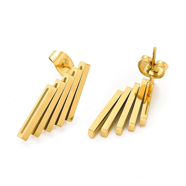 

PandaHall Ion Plating(IP) 304 Stainless Steel Rhombus Stud Earrings for Women, Golden, 23x9.5x3mm, Pin: 0.8mm 304 Stainless Steel Rhombus