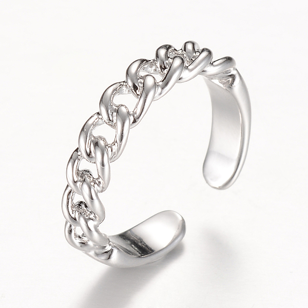 

PandaHall Brass Cuff Finger Rings, Platinum, 17mm Brass