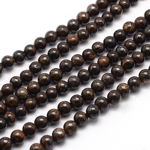 

PandaHall Natural Bronzite Round Bead Strands, 4mm, Hole: 0.8~1mm, about 90pcs/strand, 15 inch Bronzite Round