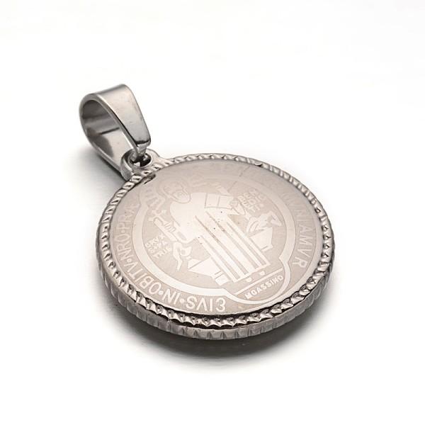 

PandaHall Flat Round with San Benito 304 Stainless Steel Pendants, Stainless Steel Color, 22x19x3.5mm, Hole: 6x4.5mm 304 Stainless Steel...