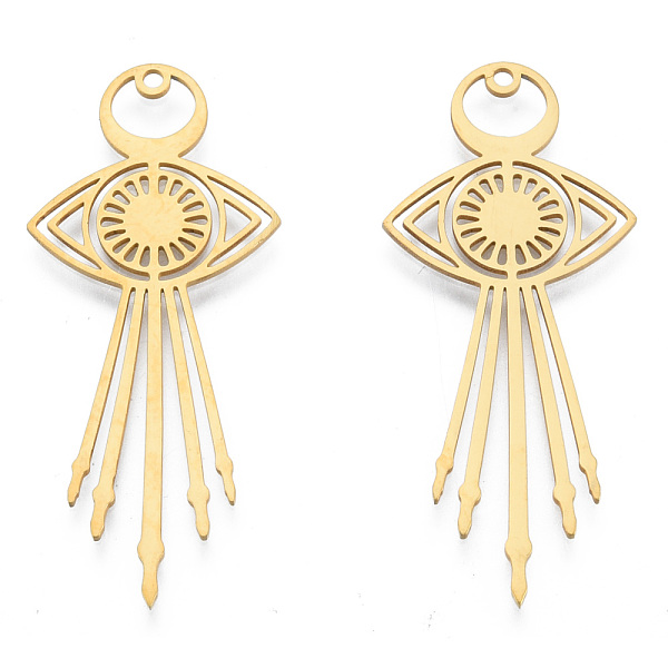 

PandaHall 201 Stainless Steel Pendants, Eye Charm, Real 18K Gold Plated, 45.5x20x1mm, Hole: 1.5mm 201 Stainless Steel Eye