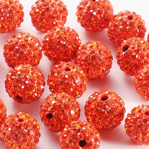 

PandaHall Grade A Rhinestone Pave Disco Ball Beads, for Unisex Jewelry Making, Round, Hyacinth, PP11(1.7~1.8mm), 10mm, Hole: 1mm Polymer..., Red