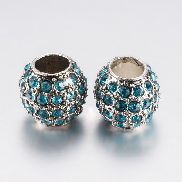 

PandaHall Alloy Rhinestone European Beads, Large Hole Beads, Rondelle, Platinum, Light Blue, 10.5x9.5mm, Hole: 5mm Alloy+Rhinestone Rondelle...