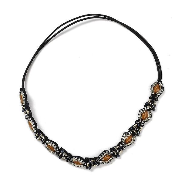 

PandaHall Retro Glass Rhinestone & Plastic Beaded Elastic Rubber Hair Headband for Women Girls, Colorful, 17mm, Inner Diameter: 170mm Glass