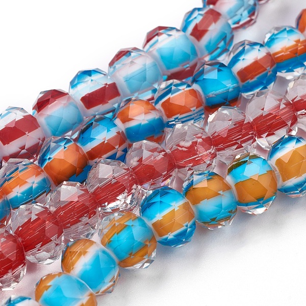 

PandaHall Handmade Lampwork Beads Strands, Faceted, Rondelle, Mixed Color, 9~10x6~7mm, Hole: 0.8~3mm, about 57pcs/strand, 14.9 inch(38cm)..., Multicolor