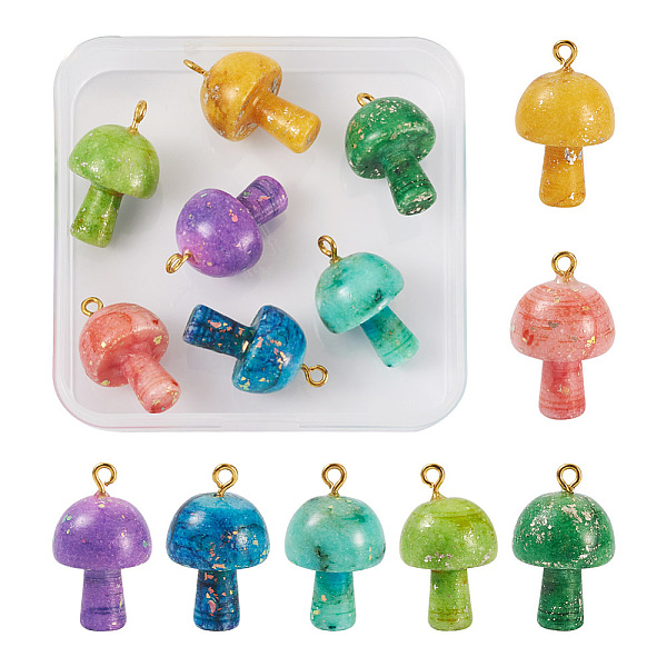 

PandaHall Beadthoven 7Pcs 7 Colors Natural Quartz Pendants, with Light Gold Plated Alloy Loops and Natural Opal, Dyed & Heated, Mushroom..., Multicolor