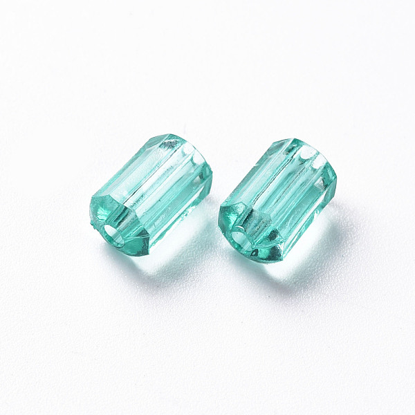 

PandaHall Transparent Acrylic Beads, Faceted, Polygon, Turquoise, 9x5mm, Hole: 1.8mm, about 3496pcs/500g Acrylic Polygon Green