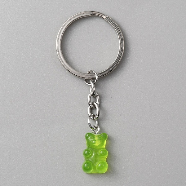 

PandaHall Candy Color Transparent Bear Resin Pendant Keychain, for Keychain Mobile Phone Car Key Bag Pendant Decoration, Lawn Green, 7.3cm...