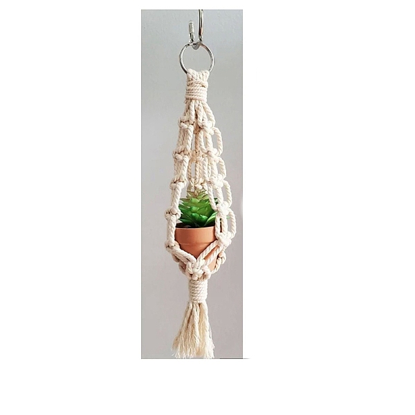 

PandaHall Macrame Cotton Pendant Decorations, Boho Style Hanging Planter Baskets for Interior Car View Mirror Hanging Ornament, Floral White...