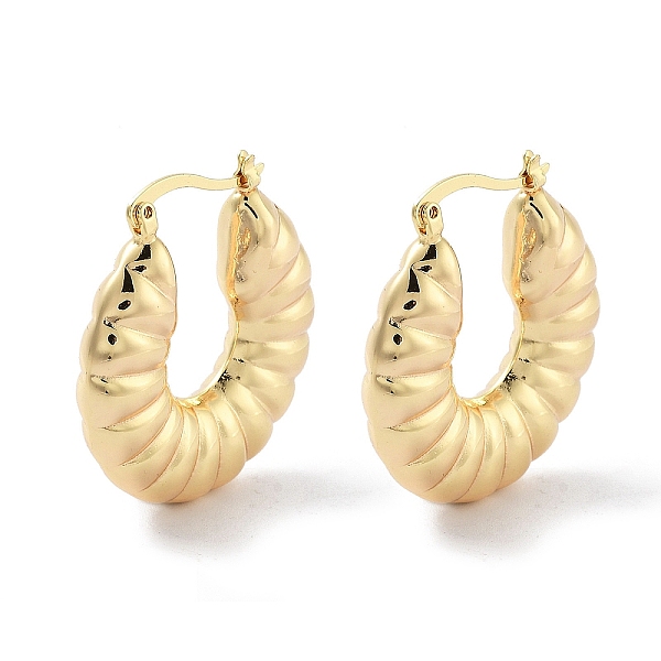 

PandaHall Brass Hoop Earrings, Real 18K Gold Plated, 33x7mm Brass