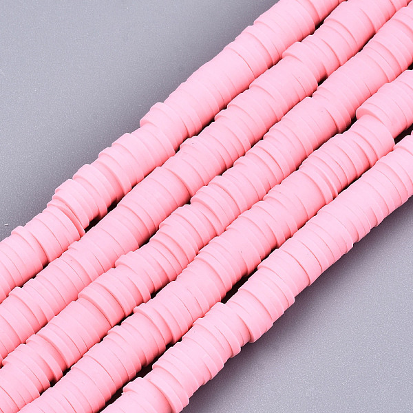 

PandaHall Handmade Polymer Clay Beads Strands, for DIY Jewelry Crafts Supplies, Heishi Beads, Disc/Flat Round, Hot Pink, 6x0.5~1mm, Hole...
