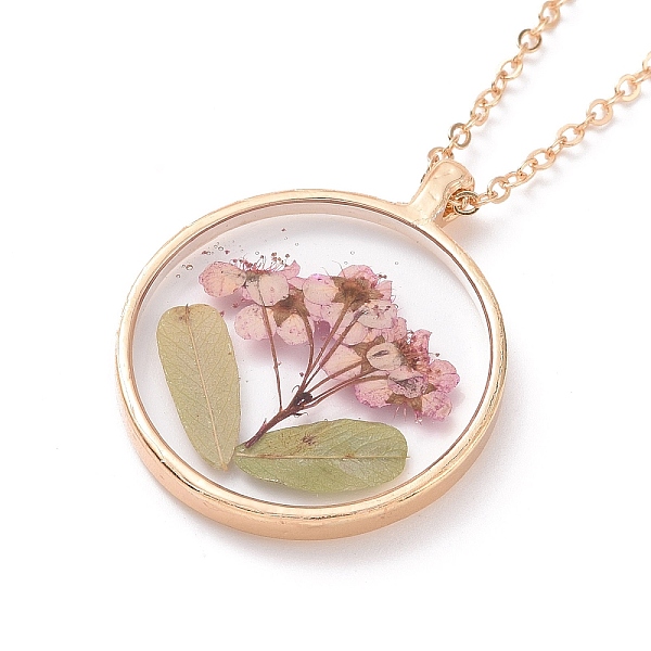 

PandaHall Dry Pressed Real Flower Resin Pendant Necklace, Light Gold Alloy Choker Necklace for Women, Violet, 19.69 inch~20.47 inch(50~52cm)..., Purple