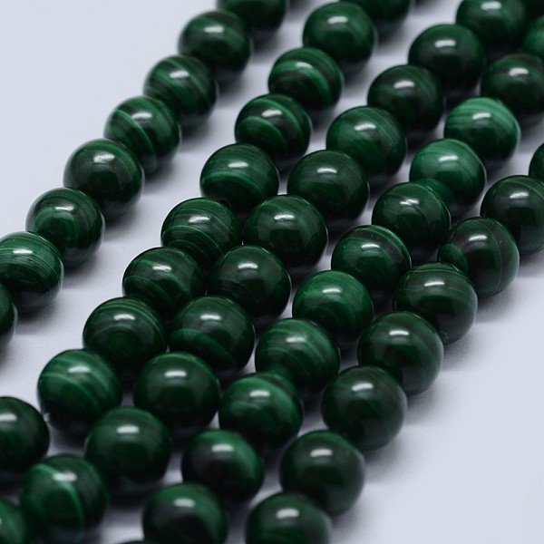 

PandaHall Natural Malachite Beads Strands, Grade A, Round, 8mm, Hole: 0.7mm, about 48pcs/strand, 15.5 inch(39.5cm) Malachite Round
