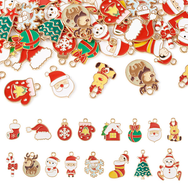 

PandaHall 32Pcs 16 Styles Christmas Theme Alloy Enamel Pendants, Mixed Shapes, Mixed Color, 17.5~27x9.5~21x1~2.5mm, Hole: 1.6~2mm..., Multicolor