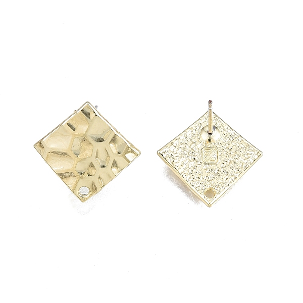 

PandaHall Alloy Stud Earring Findings, with Hole and 304 Stainless Steel Pins, Rhombus, Cadmium Free & Nickel Free & Lead Free, Light Gold...
