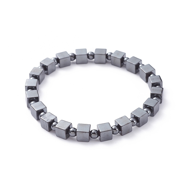 

PandaHall Unisex Stretch Bracelets, with Non-Magnetic Synthetic Hematite Beads, Round & Cube, 2-1/4 inch(5.6cm) Non-magnetic Hematite
