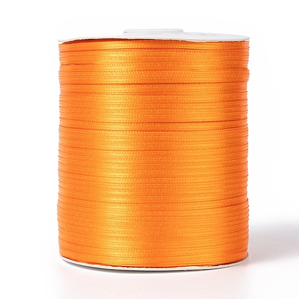 PandaHall Double Face Satin Ribbon, Polyester Ribbon, Orange, 1/8 inch(3mm) wide, about 880yards/roll(804.672m/roll) Polyester Orange