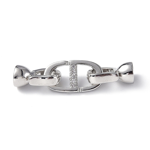 

PandaHall Rack Plating Brass Micro Pave Clear Cubic Zirconia Fold Over Clasps, Oval, Platinum, Oval: 15.5x8x2mm, In Diameter: 6mm...