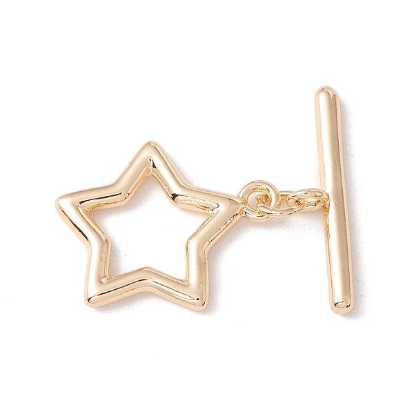 

PandaHall Brass Toggle Clasps, Star, Light Gold, 24mm, Star: 13.7x11.5x2mm, 7.5x8.5mm inner diameter, Bar: 5x20x2mm Brass Star