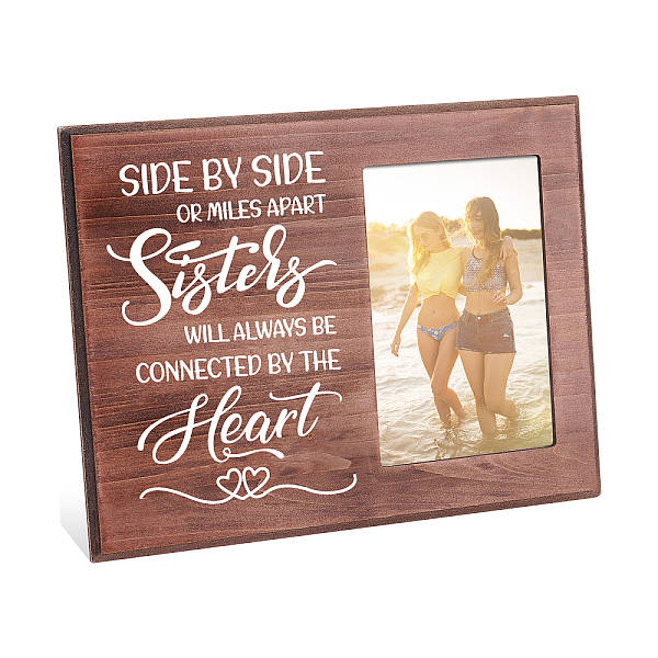 PandaHall FINGERINSPIRE Side By Side or Miles Apart Sister Will Always be Connected By The Heart, Sister Wooden Picture Frame 10x15cm Unique...