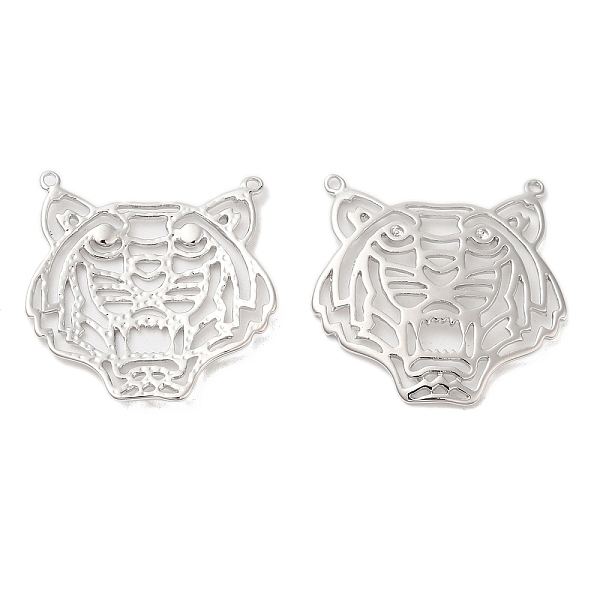 

PandaHall Brass Filigree Animal Pendants, Tiger Charms, Real Platinum Plated, 23x23.5x1mm, Hole: 1mm Brass Tiger