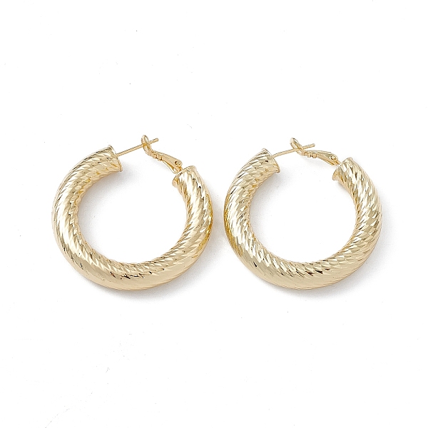 

PandaHall Long-Lasting Plated Brass Hoop Earrings for Women, Lead Free & Cadmium Free, Twist Ring, Real 18K Gold Plated, 40x39.5x7.3mm, Pin...