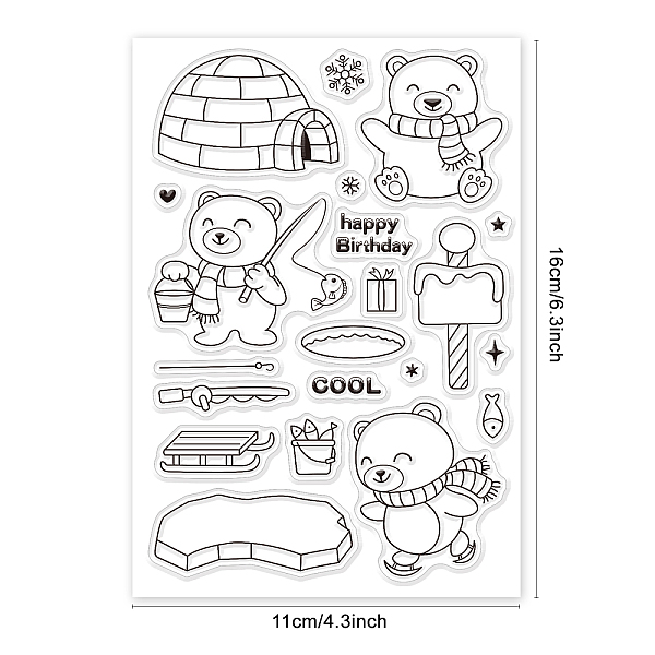 

PandaHall PVC Plastic Stamps, for DIY Scrapbooking, Photo Album Decorative, Cards Making, Stamp Sheets, Bear Pattern, 16x11x0.3cm Plastic...