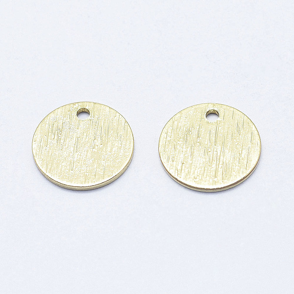 

PandaHall Brass Charms, Long-Lasting Plated, Real 18K Gold Plated, Nickel Free, Brushed, Flat Round, 9x0.4mm, Hole: 1mm Brass Flat Round