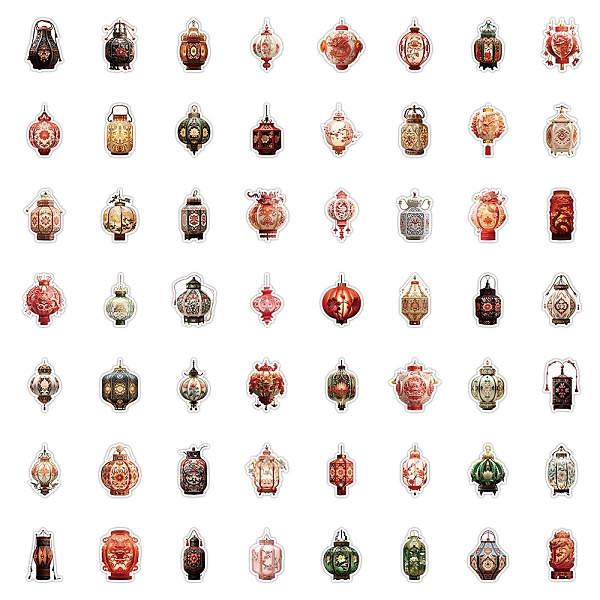 

PandaHall 60Pcs New Year Lantern Paper Sticker Labels, Self-adhesion, for Suitcase, Skateboard, Refrigerator, Helmet, Mobile Phone Shell..., Multicolor