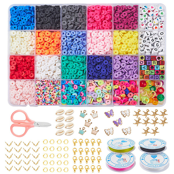 

PandaHall DIY Polymer Clay Beads Jewelry Set Making Kit, Including Polymer Clay & Acrylic Beads, Alloy Clasps & Charms, Iron Rings & Bead..., Multicolor